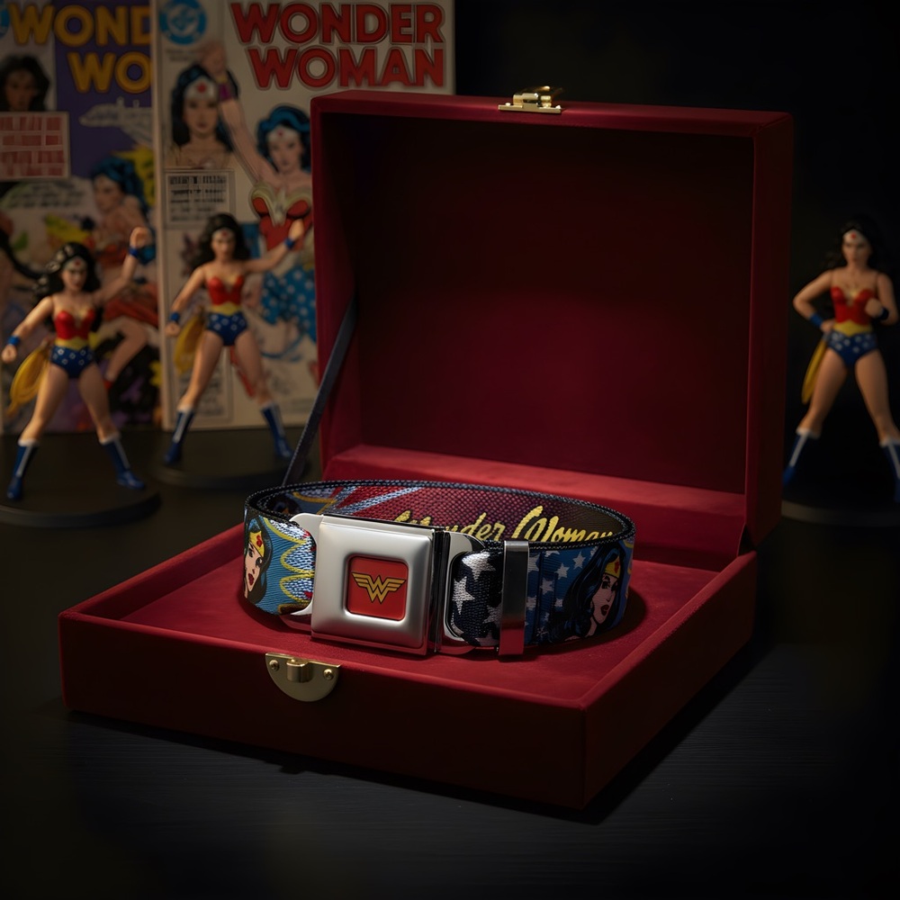 Buckle-Down Wonder Woman Themed Belt with Seatbelt Buckle